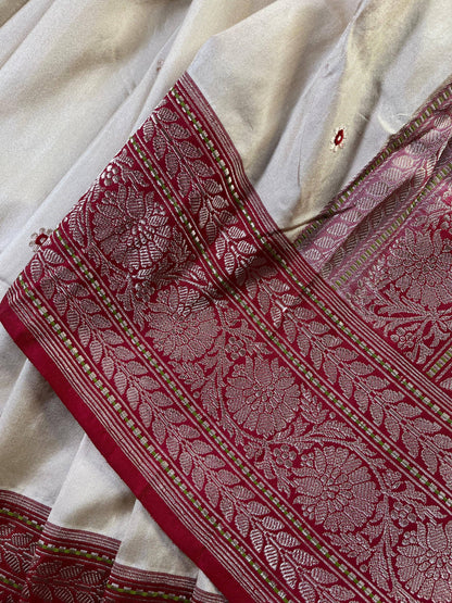 CREAM SILK PURE HANDLOOM BANARASI SAREE