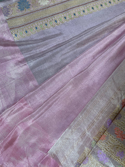 PINK TISSUE SILK PURE HANDLOOM BANARASI SAREE