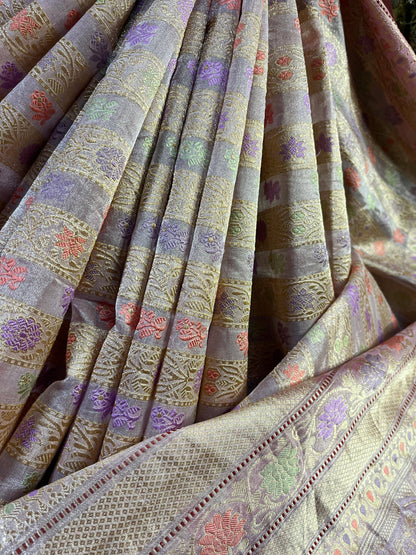 PINK TISSUE SILK PURE HANDLOOM BANARASI SAREE