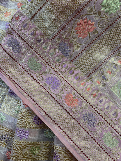 PINK TISSUE SILK PURE HANDLOOM BANARASI SAREE