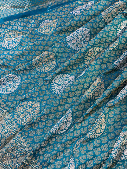 BLUE TISSUE SILK PURE HANDLOOM BANARASI SAREE