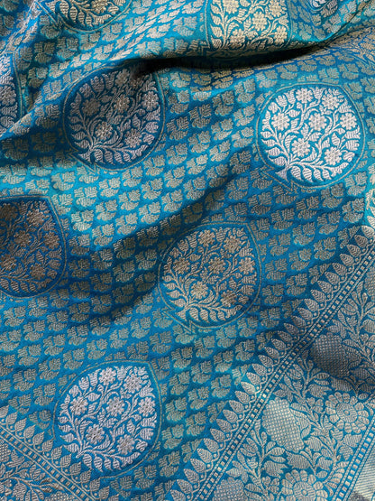 BLUE TISSUE SILK PURE HANDLOOM BANARASI SAREE