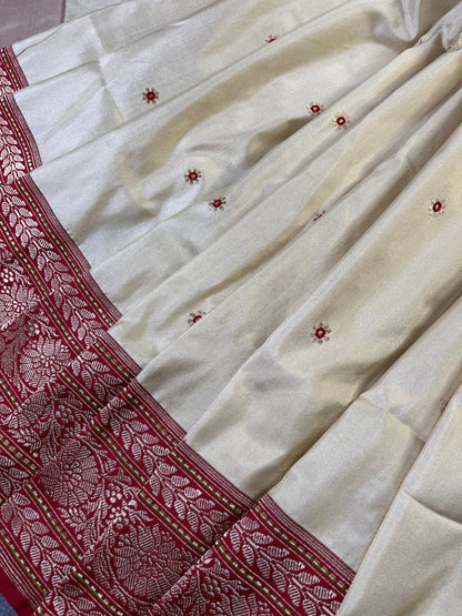 CREAM SILK PURE HANDLOOM BANARASI SAREE