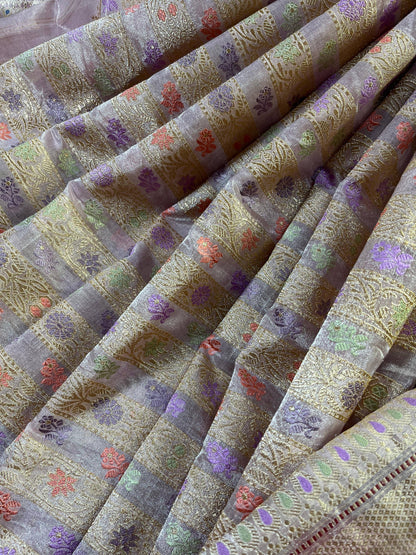 PINK TISSUE SILK PURE HANDLOOM BANARASI SAREE