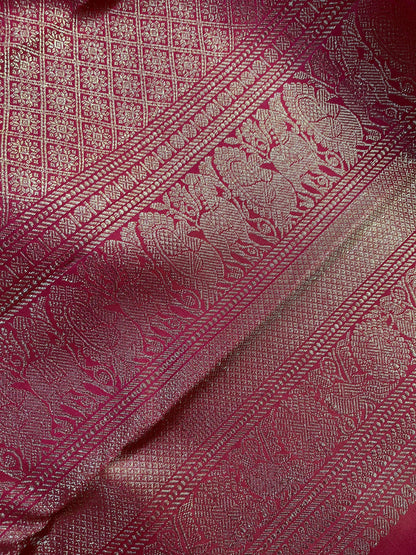 IVORY SILK PURE HANDLOOM KANJIVARM SAREE