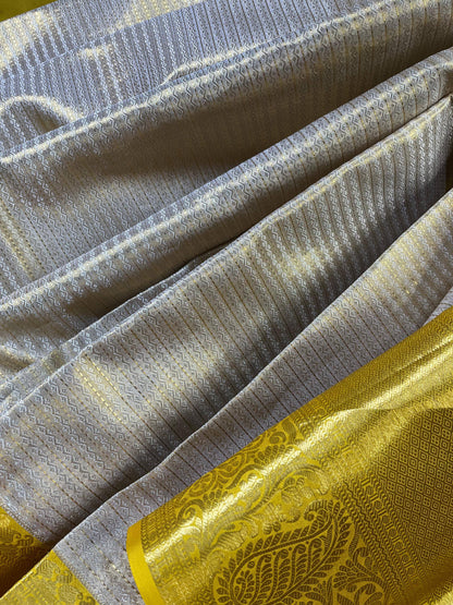 IVORY TISSUE SILK PURE HANDLOOM KANJIVARAM SAREE