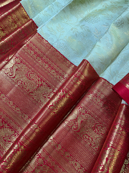 IVORY SILK PURE HANDLOOM KANJIVARM SAREE