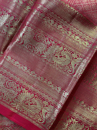 IVORY SILK PURE HANDLOOM KANJIVARM SAREE