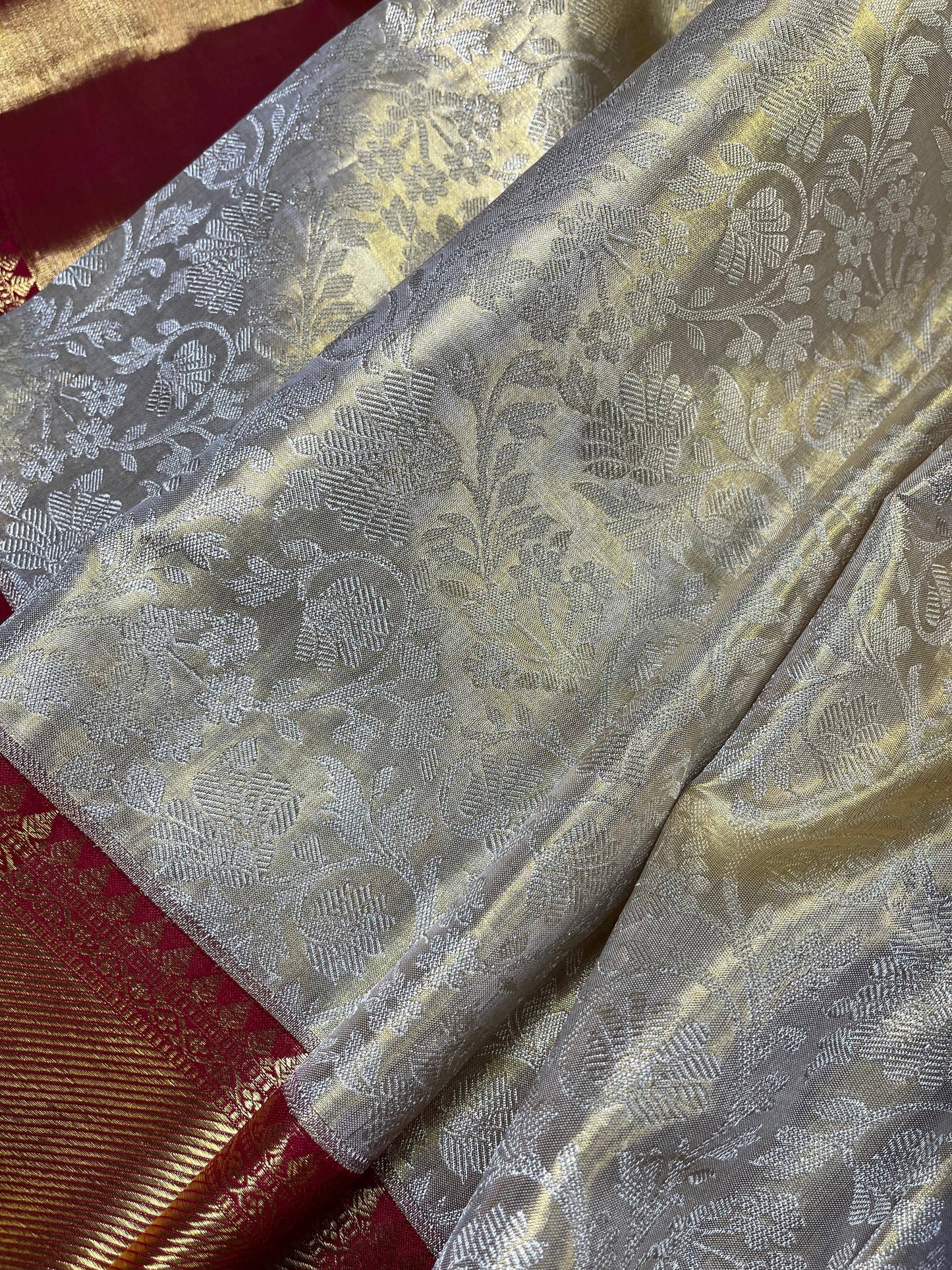 IVORY TISSUE SILK PURE HANDLOOM KANJIVARAM SAREE