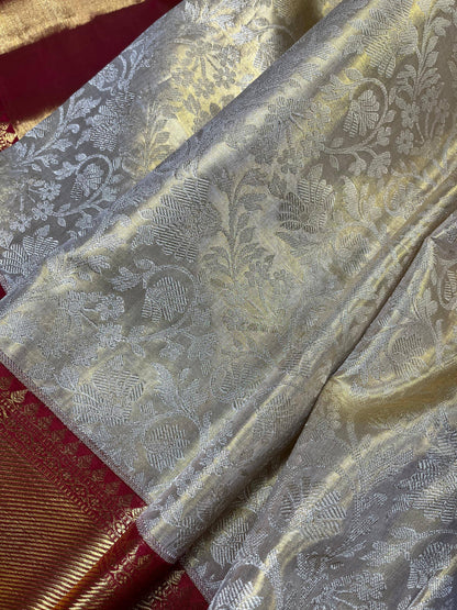 IVORY TISSUE SILK PURE HANDLOOM KANJIVARAM SAREE