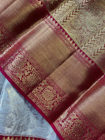 IVORY TISSUE SILK PURE HANDLOOM KANJIVARAM SAREE