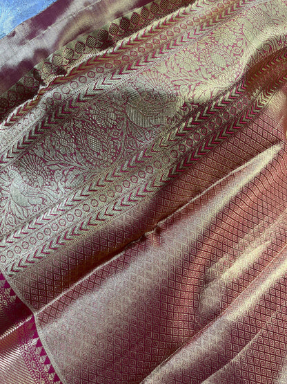 IVORY TISSUE SILK PURE HANDLOOM KANJIVARAM SAREE