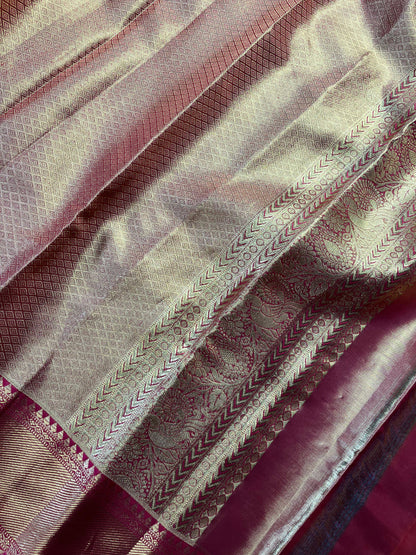 IVORY TISSUE SILK PURE HANDLOOM KANJIVARAM SAREE