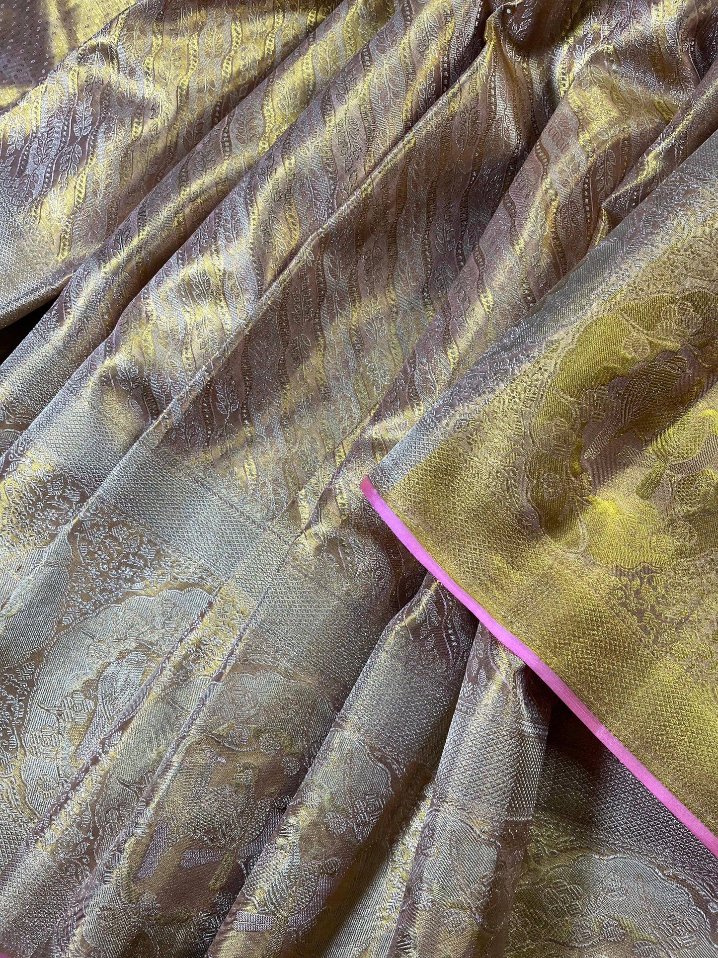BEIGE GOLD TISSUE SILK PURE HANDLOOM KANJIVARAM SAREE