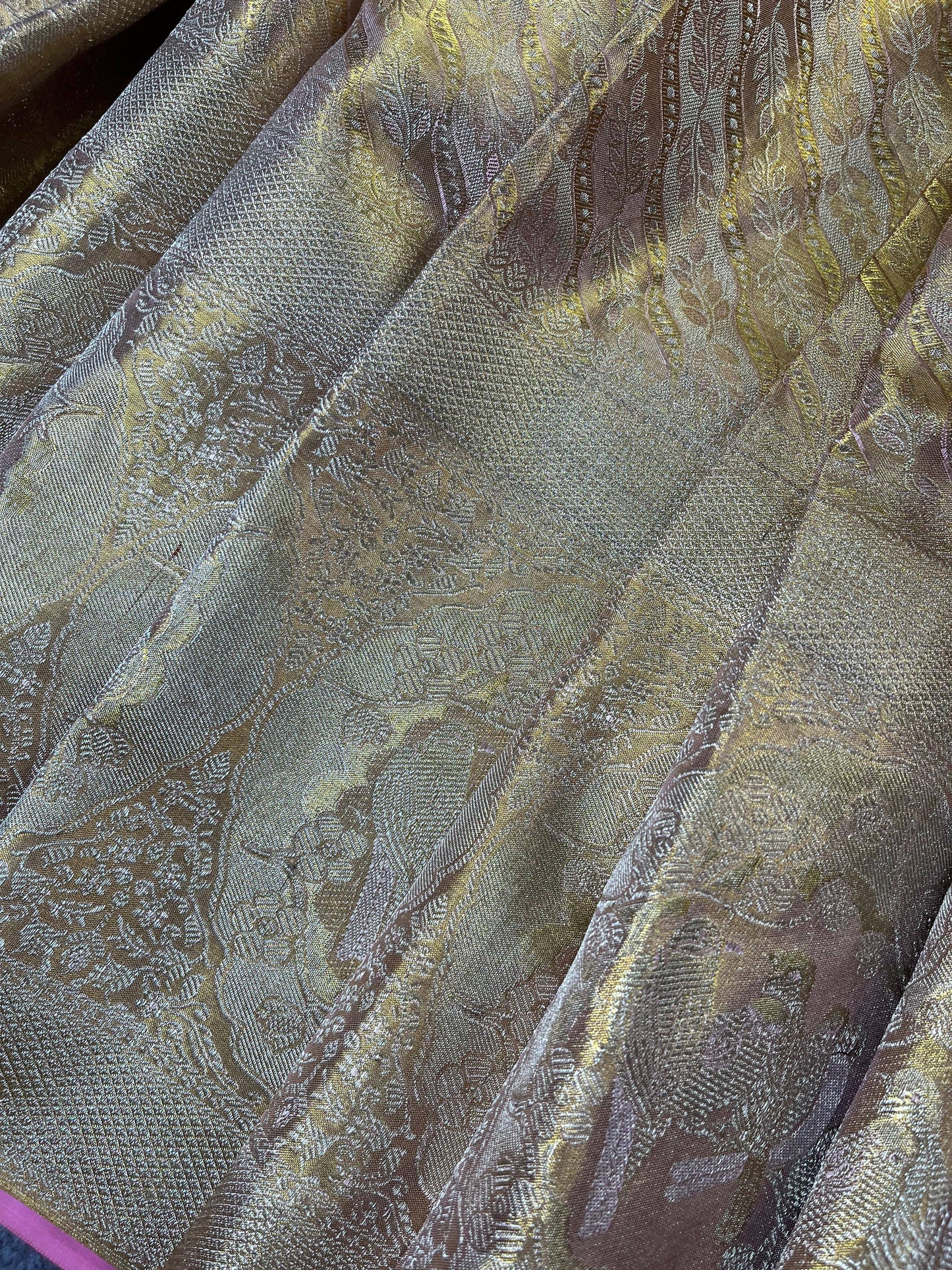 BEIGE GOLD TISSUE SILK PURE HANDLOOM KANJIVARAM SAREE