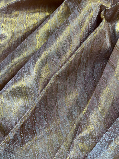 BEIGE GOLD TISSUE SILK PURE HANDLOOM KANJIVARAM SAREE