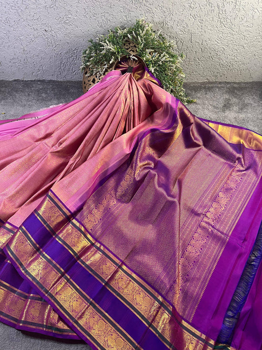 PINK SILK PURE HANDLOOM KANJIVARAM SAREE