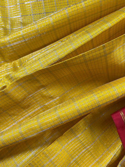 YELLOW SILK PURE HANDLOOM KANJIVARAM SAREE
