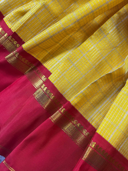 YELLOW SILK PURE HANDLOOM KANJIVARAM SAREE