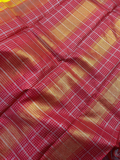 YELLOW SILK PURE HANDLOOM KANJIVARAM SAREE