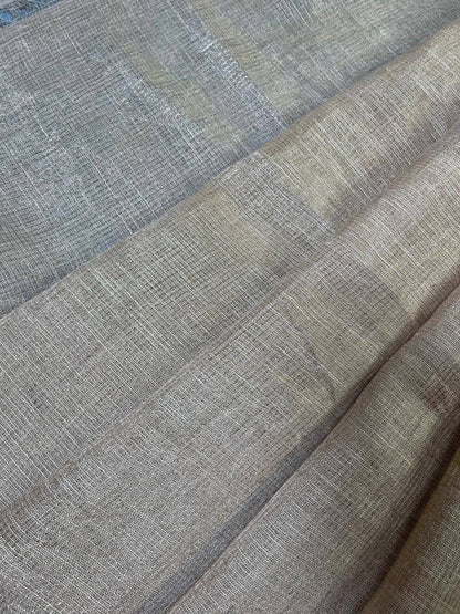 LIGHT GOLD PURE HANDLOOM TISSUE LINEN SAREE