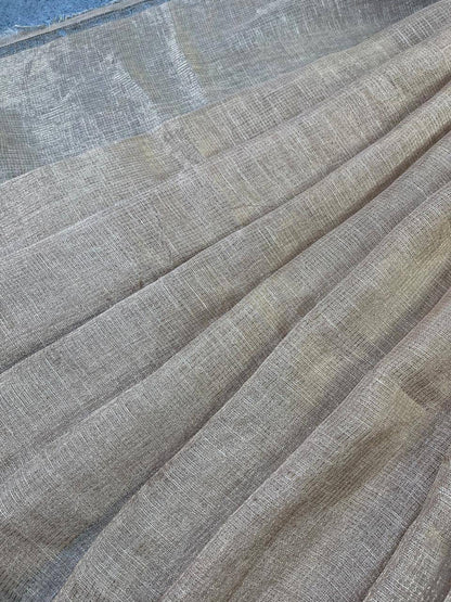 LIGHT GOLD PURE HANDLOOM TISSUE LINEN SAREE