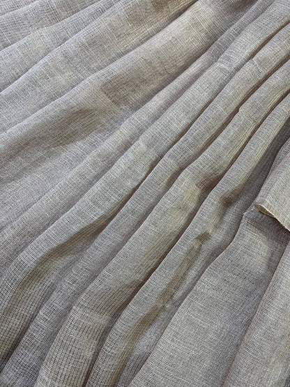 LIGHT GOLD PURE HANDLOOM TISSUE LINEN SAREE
