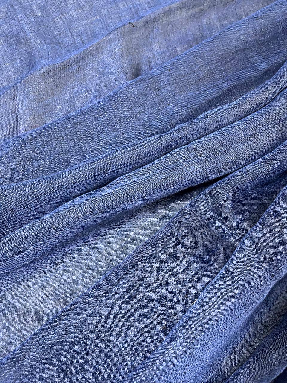 NAVY BLUE PURE HANDLOOM LINEN SAREE