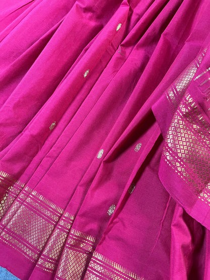 PINK COTTON PURE HANDLOOM PAITHANI SAREE