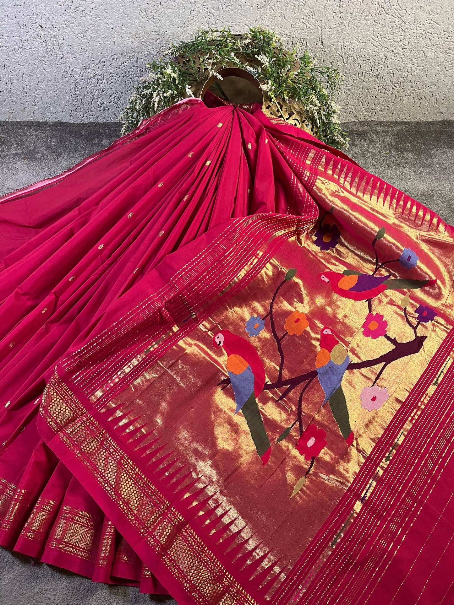 PINK COTTON PURE HANDLOOM PAITHANI SAREE