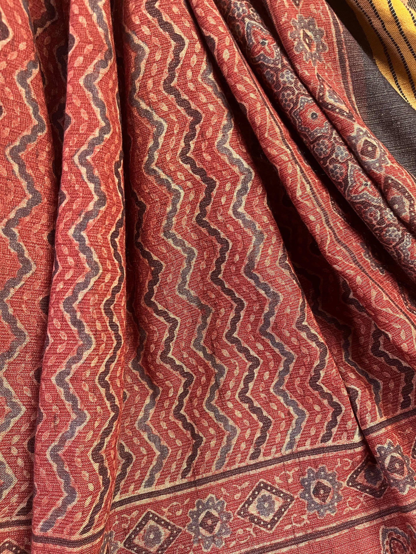 RUST TASSAR SILK PURE HANDLOOM BHUJODI SAREE