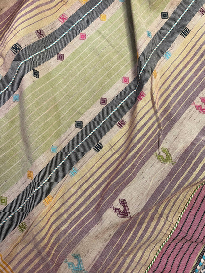 RUST TASSAR SILK PURE HANDLOOM BHUJODI SAREE