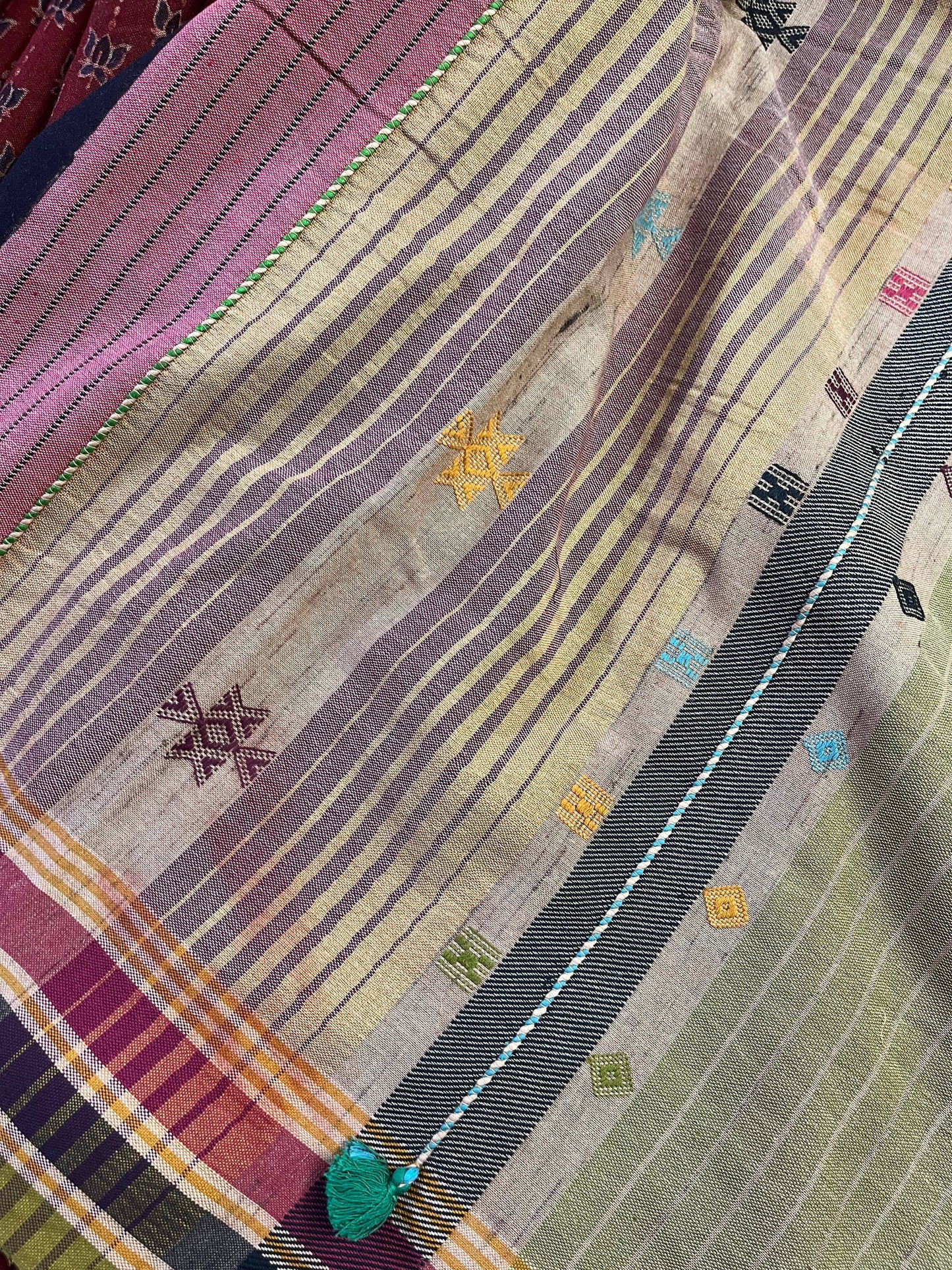 RUST TASSAR SILK PURE HANDLOOM BHUJODI SAREE