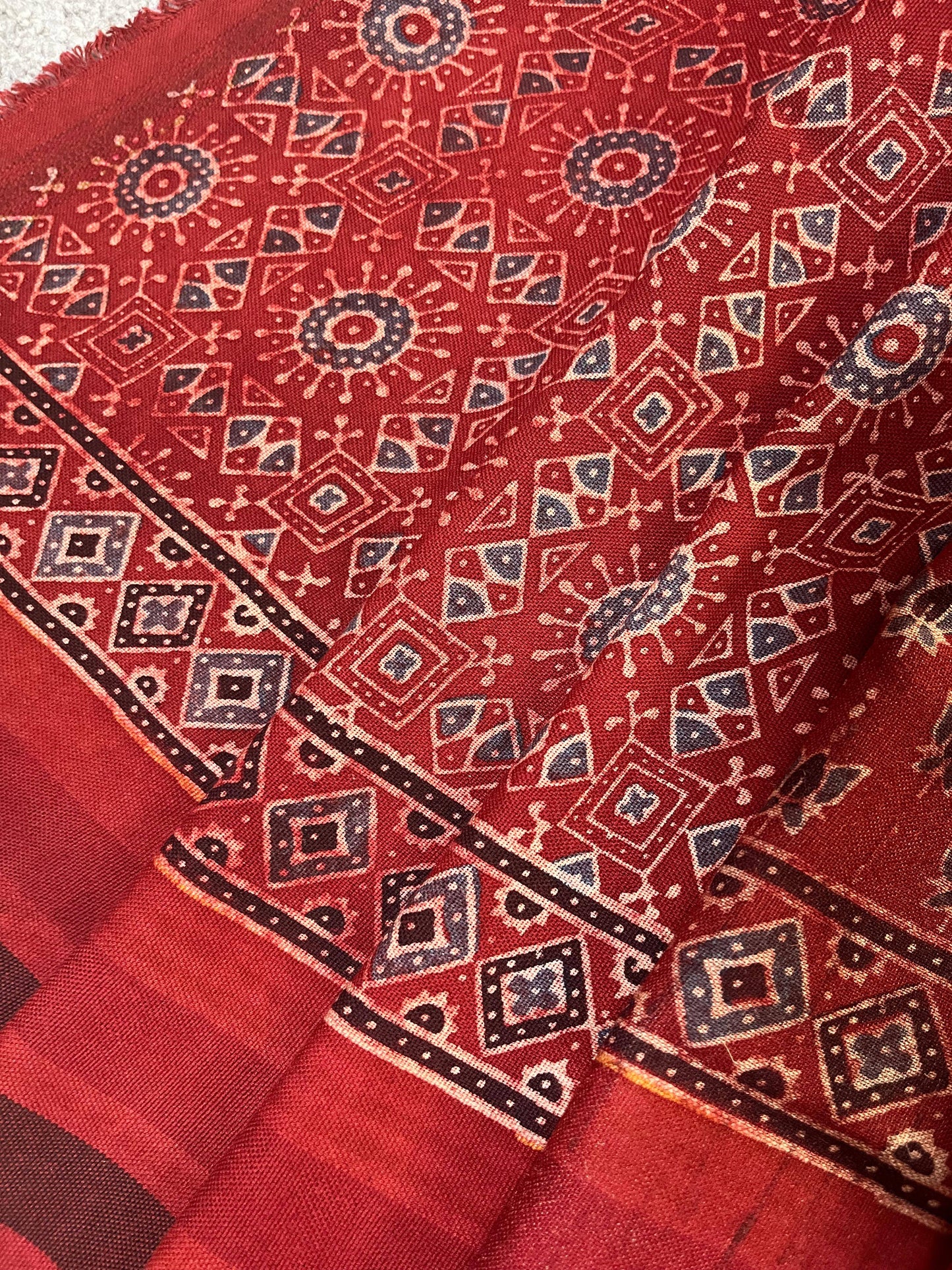 RUST TASSAR SILK PURE HANDLOOM BHUJODI SAREE