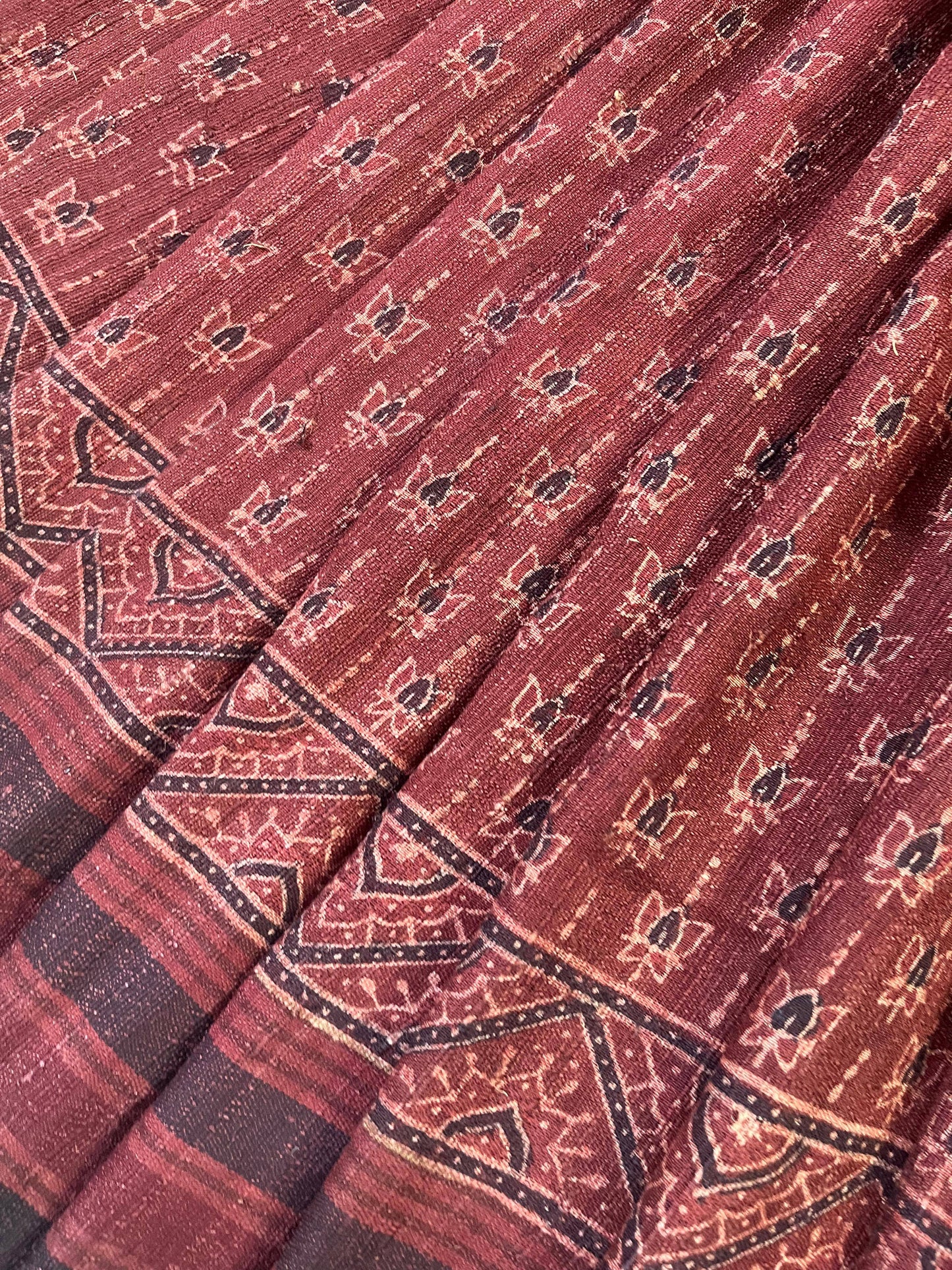 DARK RUST TASSAR SILK PURE HANDLOOM BHUJODI SAREE