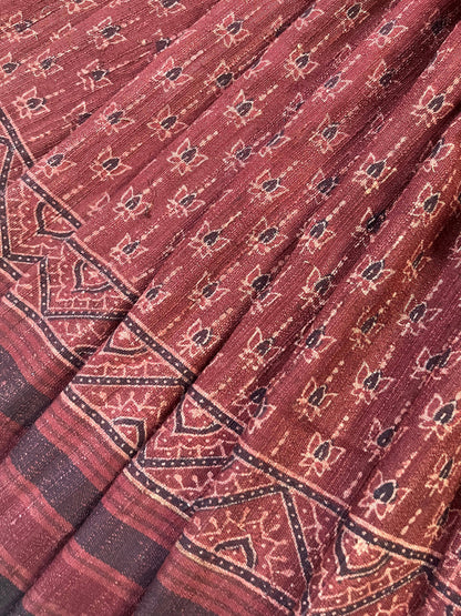 DARK RUST TASSAR SILK PURE HANDLOOM BHUJODI SAREE
