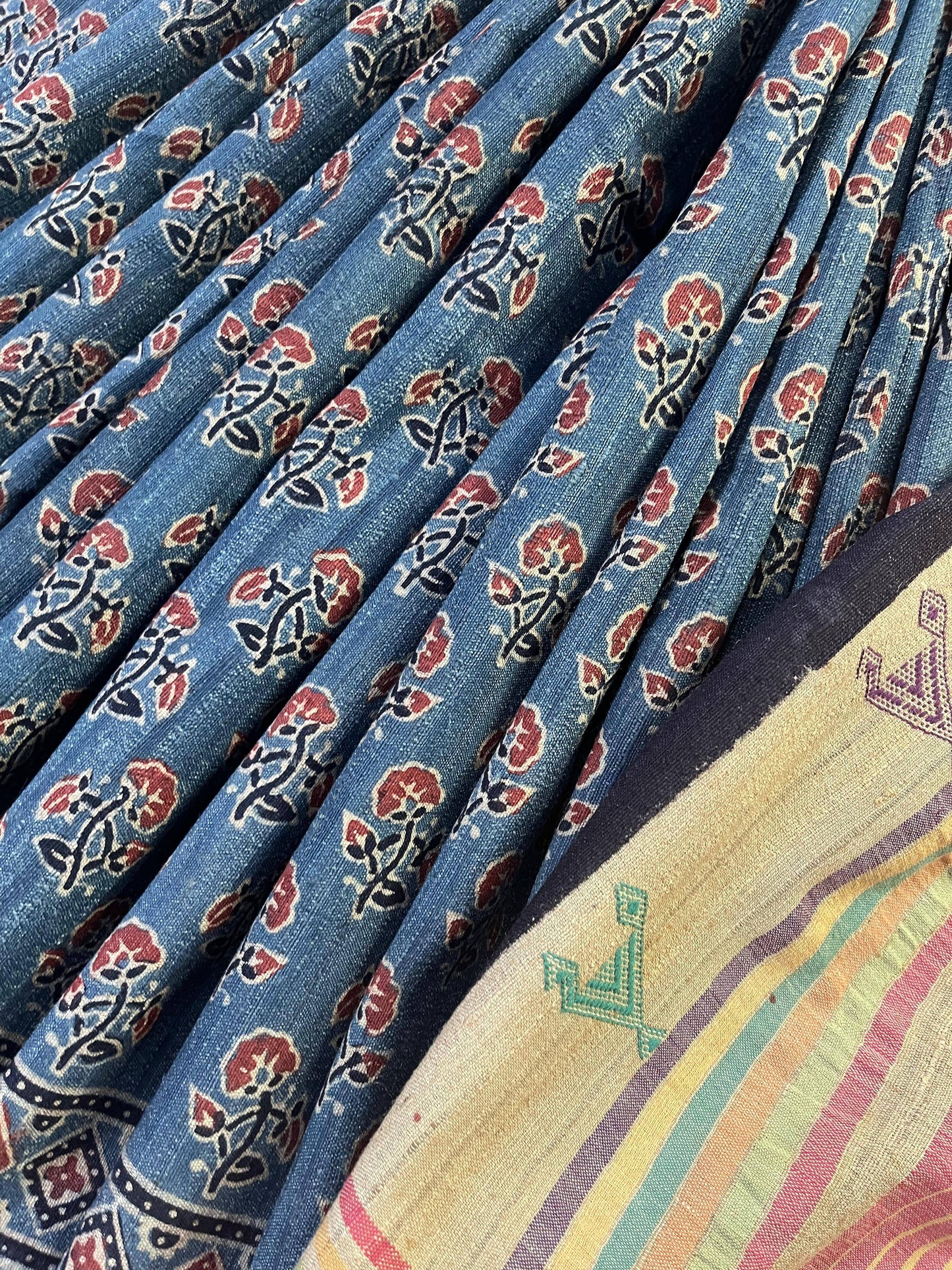 BLUE TASSAR SILK PURE HANDLOOM BHUJODI SAREE