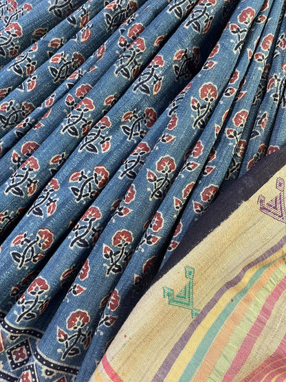 BLUE TASSAR SILK PURE HANDLOOM BHUJODI SAREE