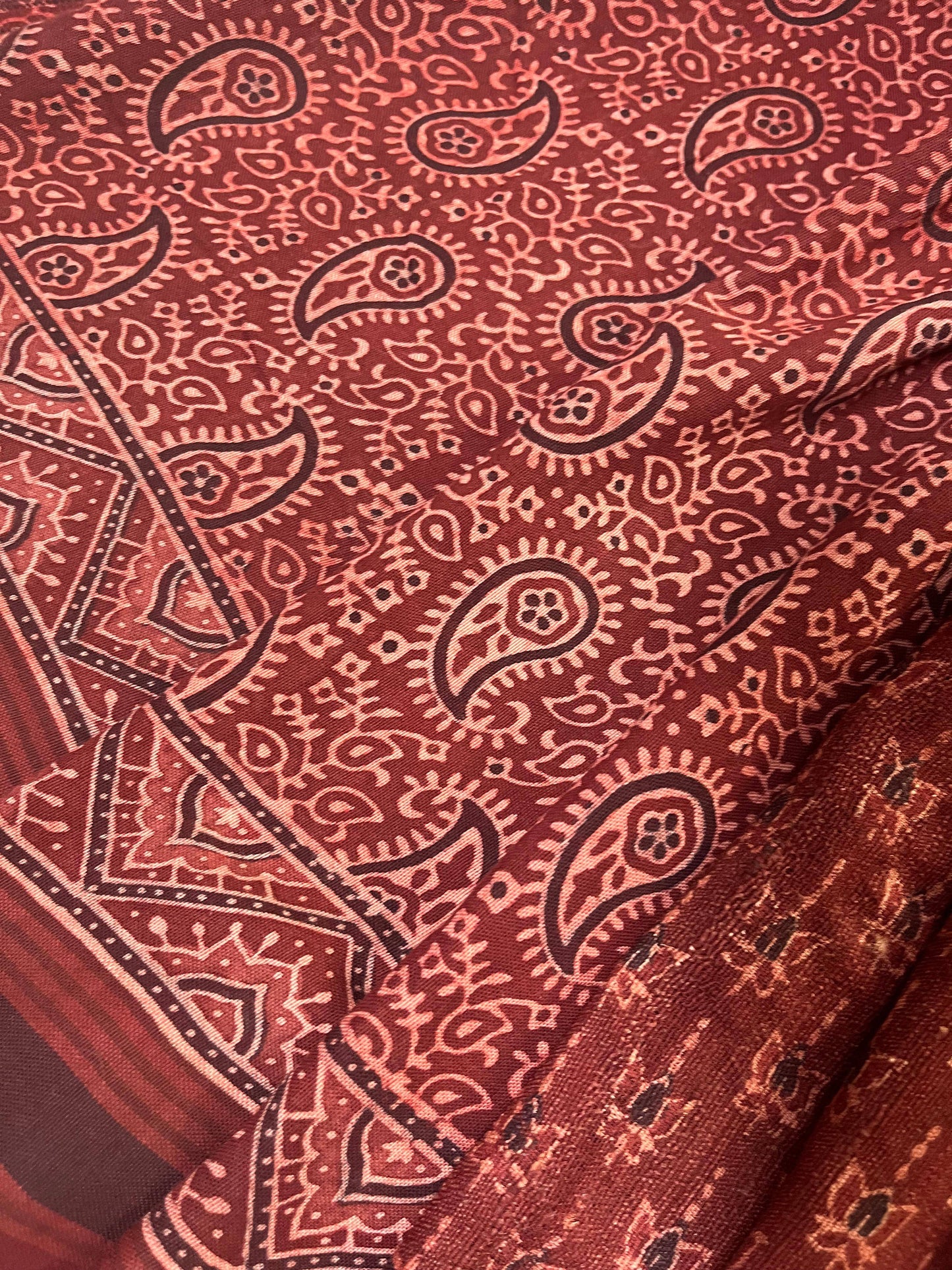 DARK RUST TASSAR SILK PURE HANDLOOM BHUJODI SAREE