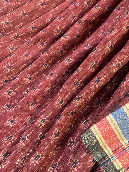 DARK RUST TASSAR SILK PURE HANDLOOM BHUJODI SAREE