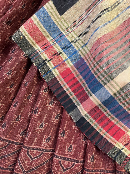 DARK RUST TASSAR SILK PURE HANDLOOM BHUJODI SAREE