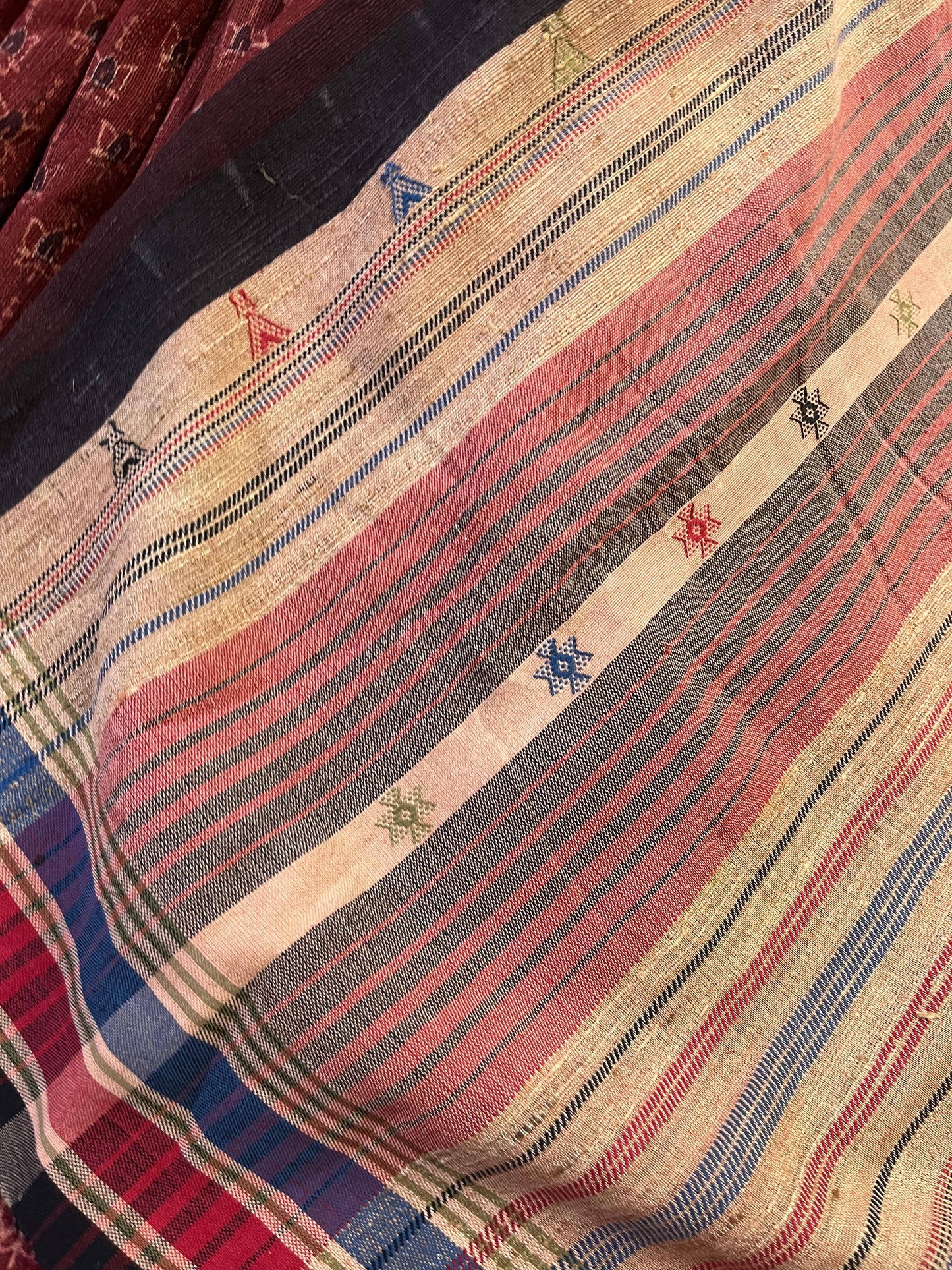 DARK RUST TASSAR SILK PURE HANDLOOM BHUJODI SAREE