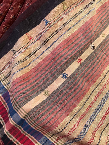 DARK RUST TASSAR SILK PURE HANDLOOM BHUJODI SAREE