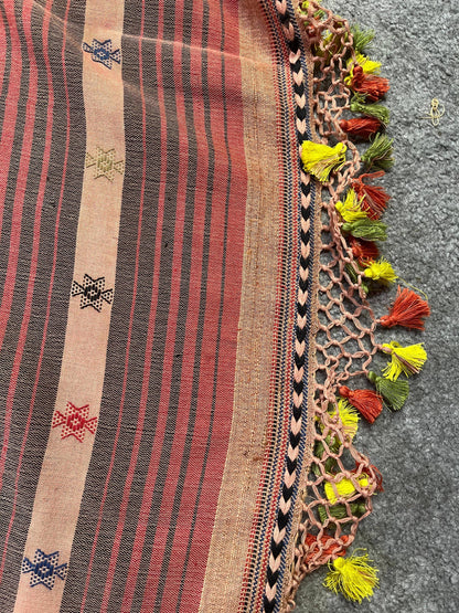 DARK RUST TASSAR SILK PURE HANDLOOM BHUJODI SAREE