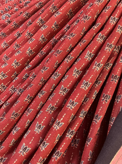 RUST TASSAR SILK PURE HANDLOOM BHUJODI SAREE