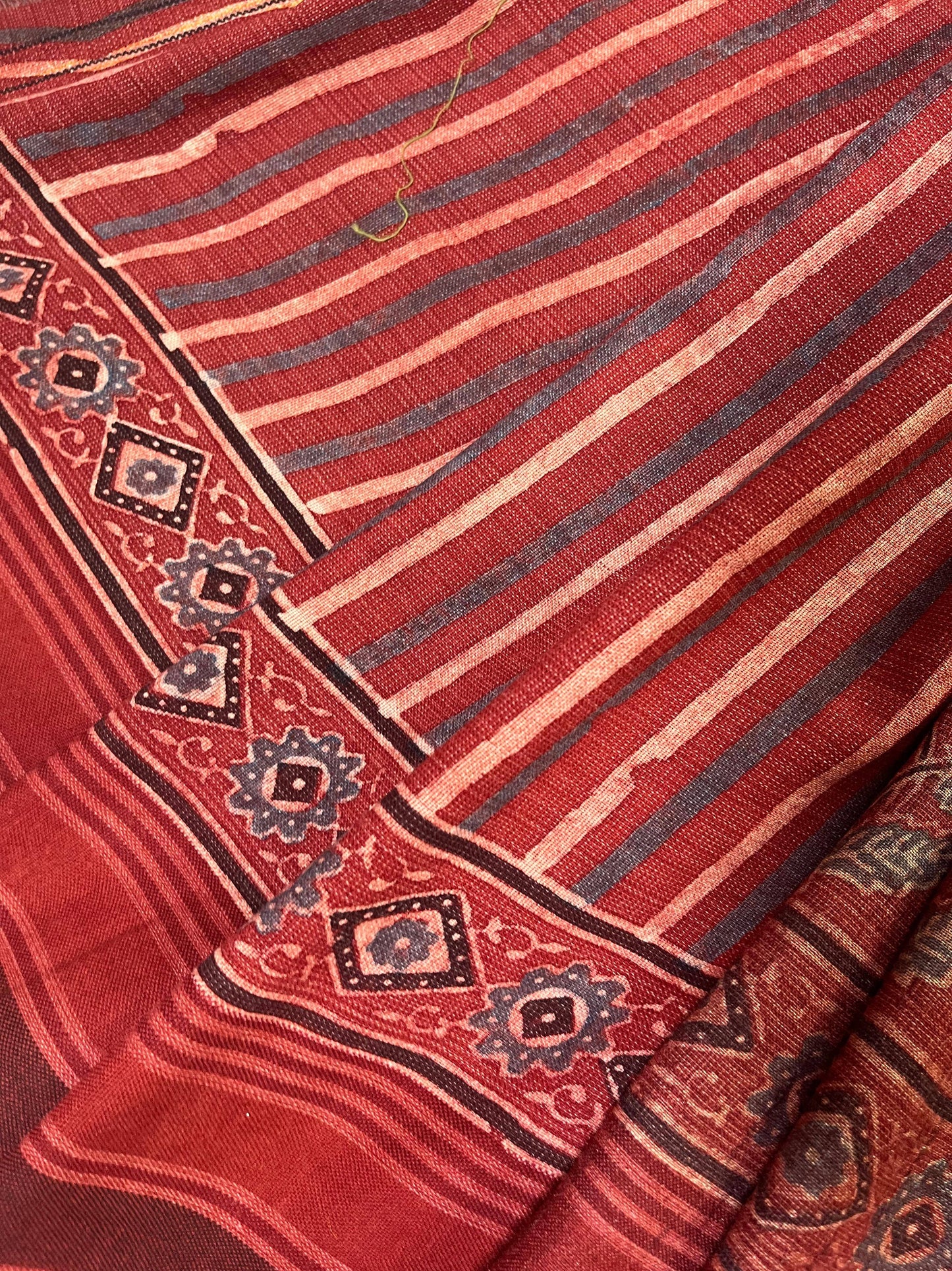 RUST TASSAR SILK PURE HANDLOOM BHUJODI SAREE