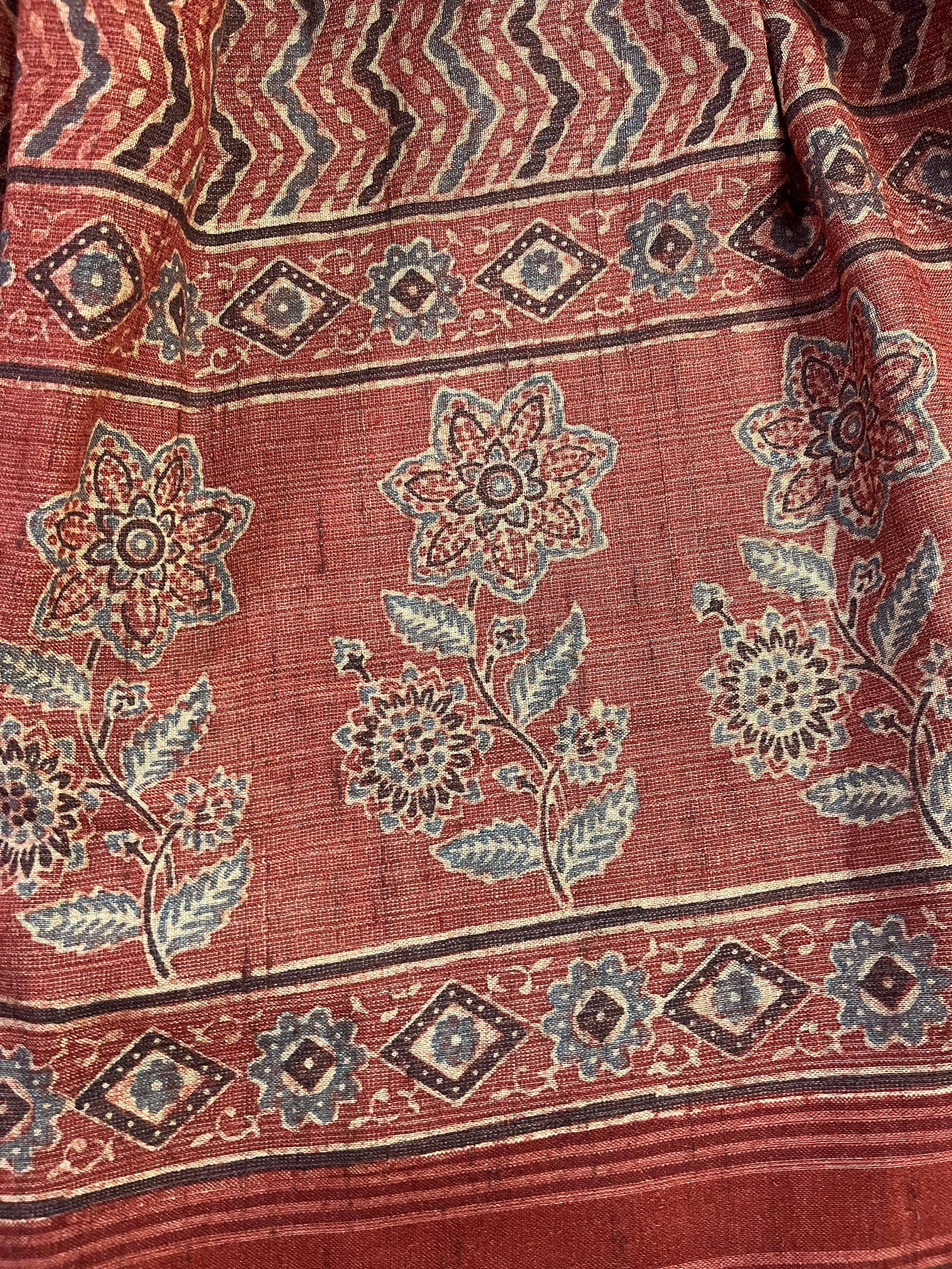 RUST TASSAR SILK PURE HANDLOOM BHUJODI SAREE