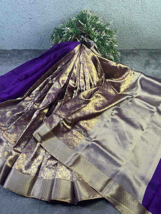 PURPLE TISSUE SILK PUE HANDLOOM CHANDERI SAREE