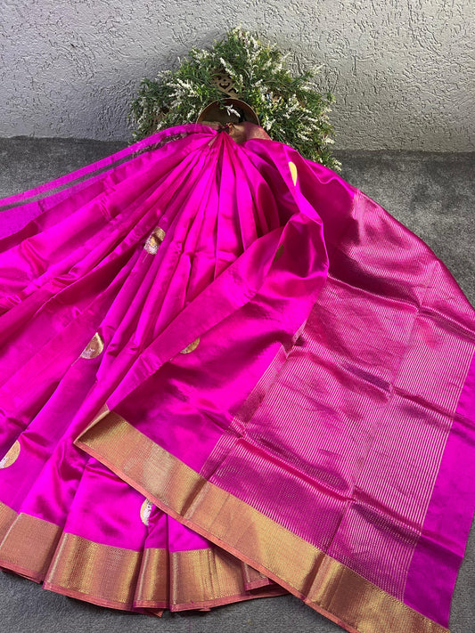 PINK SILK PURE HANDLOOM CHANDERI SAREE
