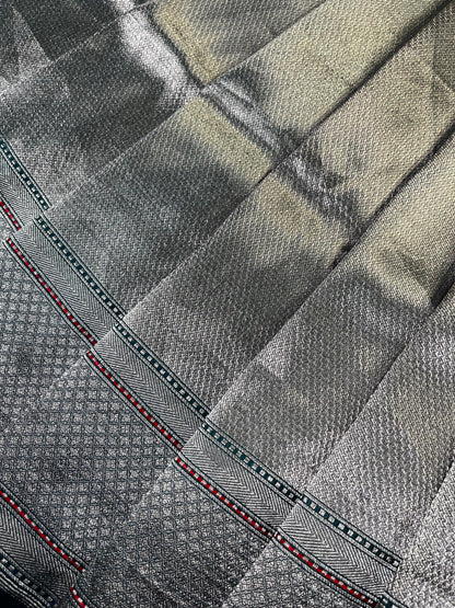 GREEN SILVER KATAN TISSUE PURE HANDLOOM BANARASI SAREE